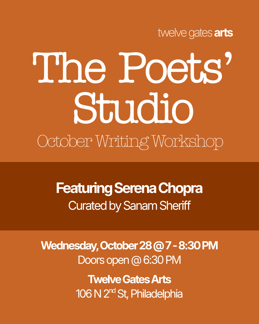 THE POETS' STUDIO: October Writing Workshop