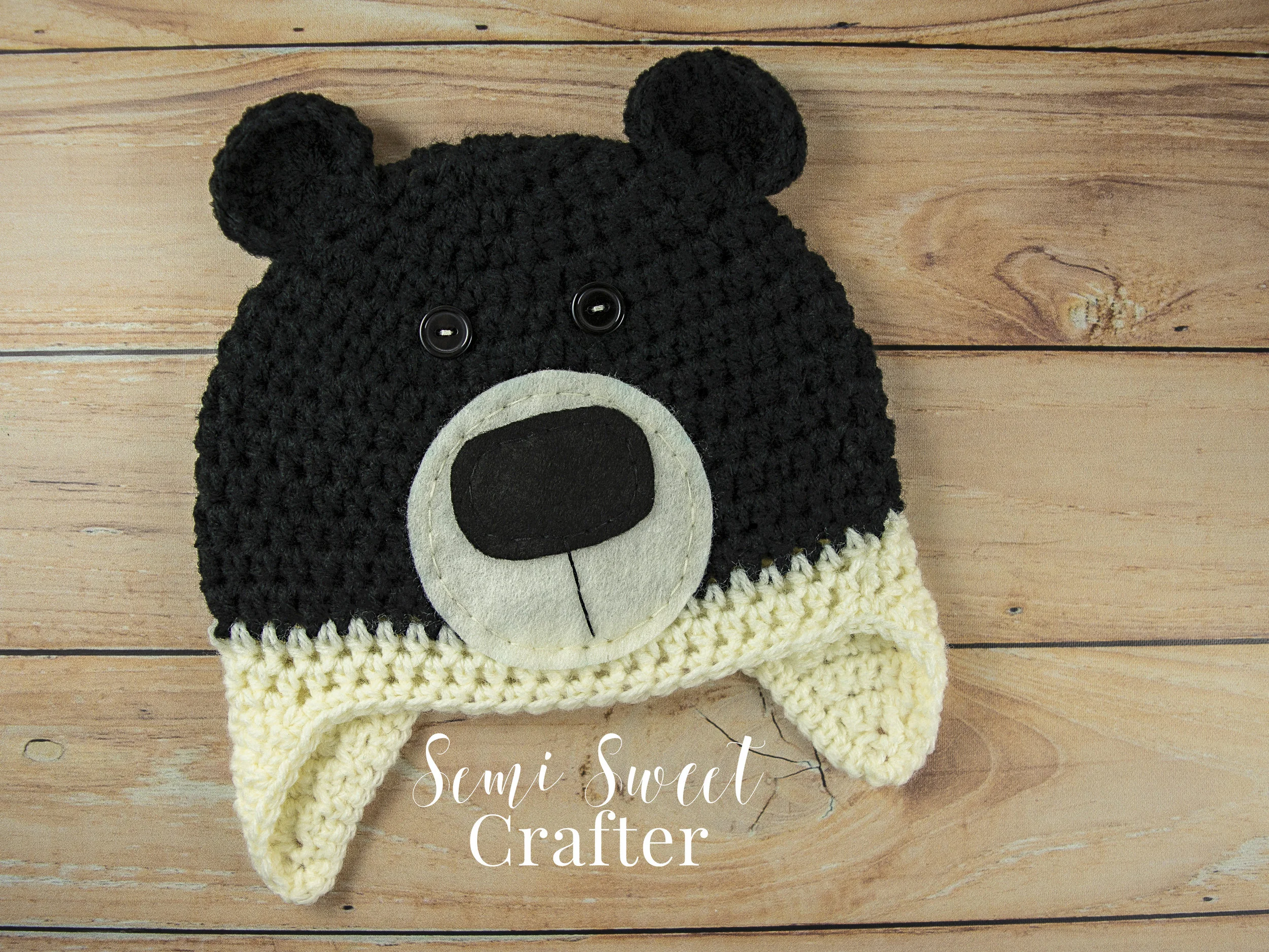 Free Crochet Black Bear Hat Pattern