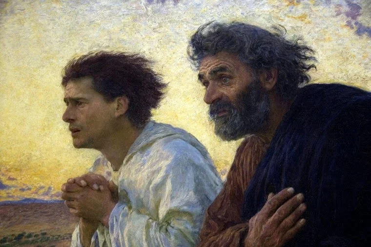 John AND PETER RUNNING TO THE TOMB BY EUGENE BURNAND - SOURCE