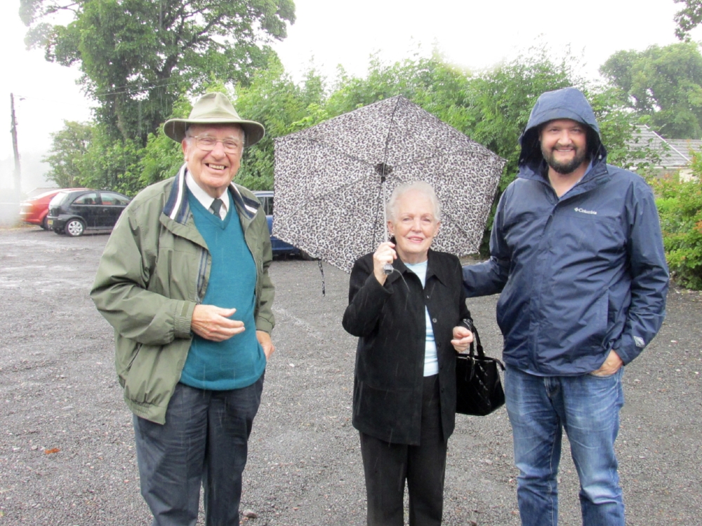 TWO OF THE HOSPITABLE RESIDENTS OF LLANGYNWYD WHO FOUND A WAY FOR US TO SEE INSIDE THE CHURCH AND THEN TOOK US FOR A PUB LUNCH where we had a rousing discussion about the brexit referendum.