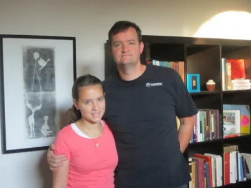 Natalie's first day of school in Austin, August 2011 (that is a very nervous smile)