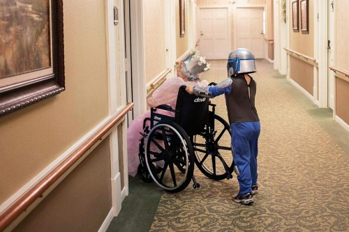A boy and his grandmother have fun dressing up together, via Nat. Geo. ( source )