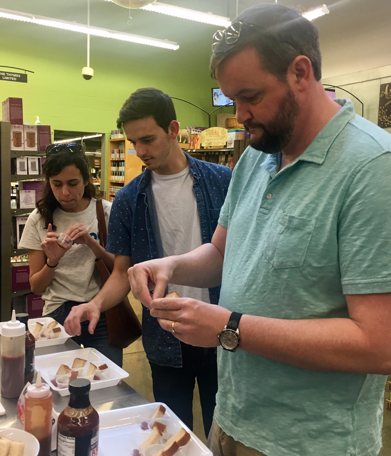 first stop: bbq taste testing at Central Market