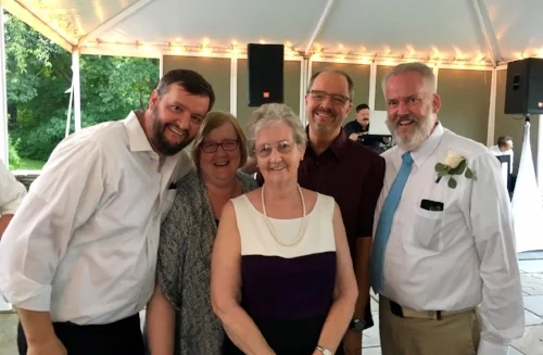 More from the wedding. We're just missing Brian's brother Jim in this sweet family photo.