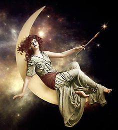 Moon Goddess sitting high above earth.