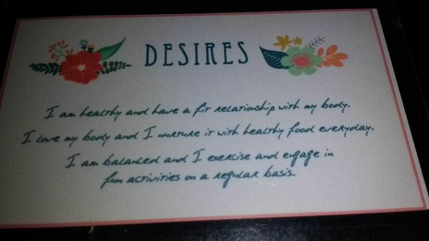 One of the affirmations sent to me by my Canadian Friend. It fell out of my bag recently. Wonder if the Universe is sending me a message.