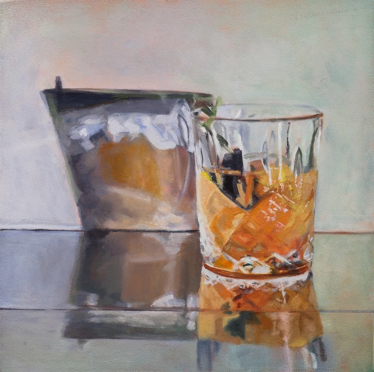  Old Fashioned Reflection 
 2025  10" x 10"  
 Oil On Panel 
