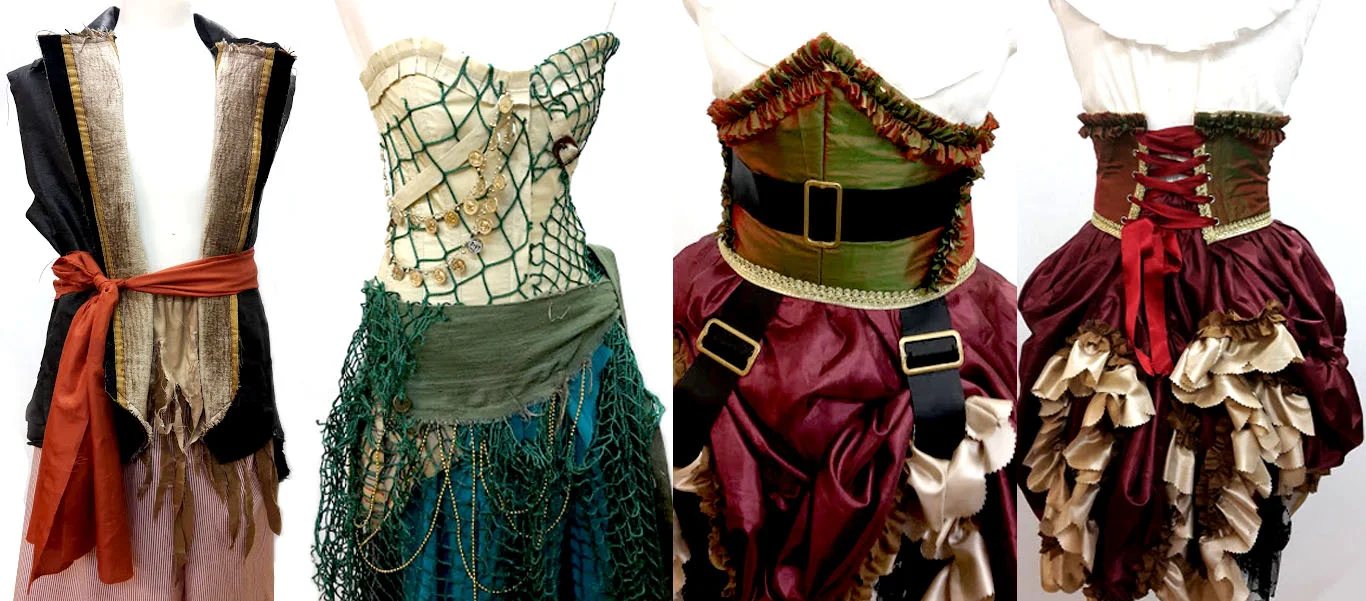 Elements from several costumes created for Boomtown, 2017