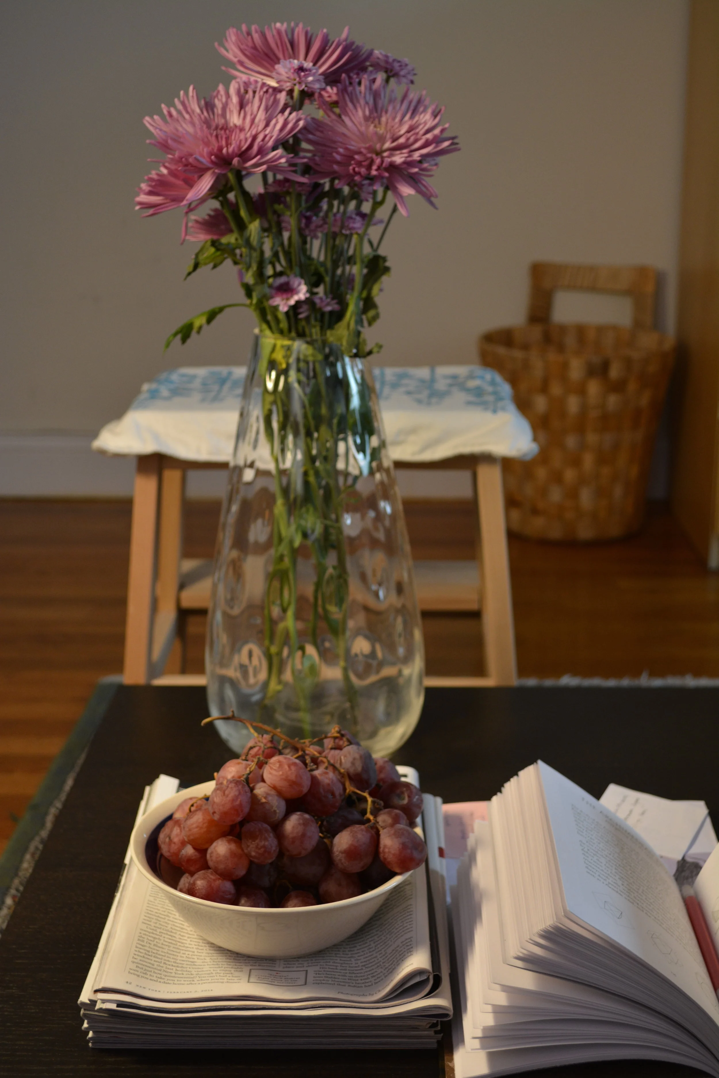 Chrysanthemums, Grapes, Book