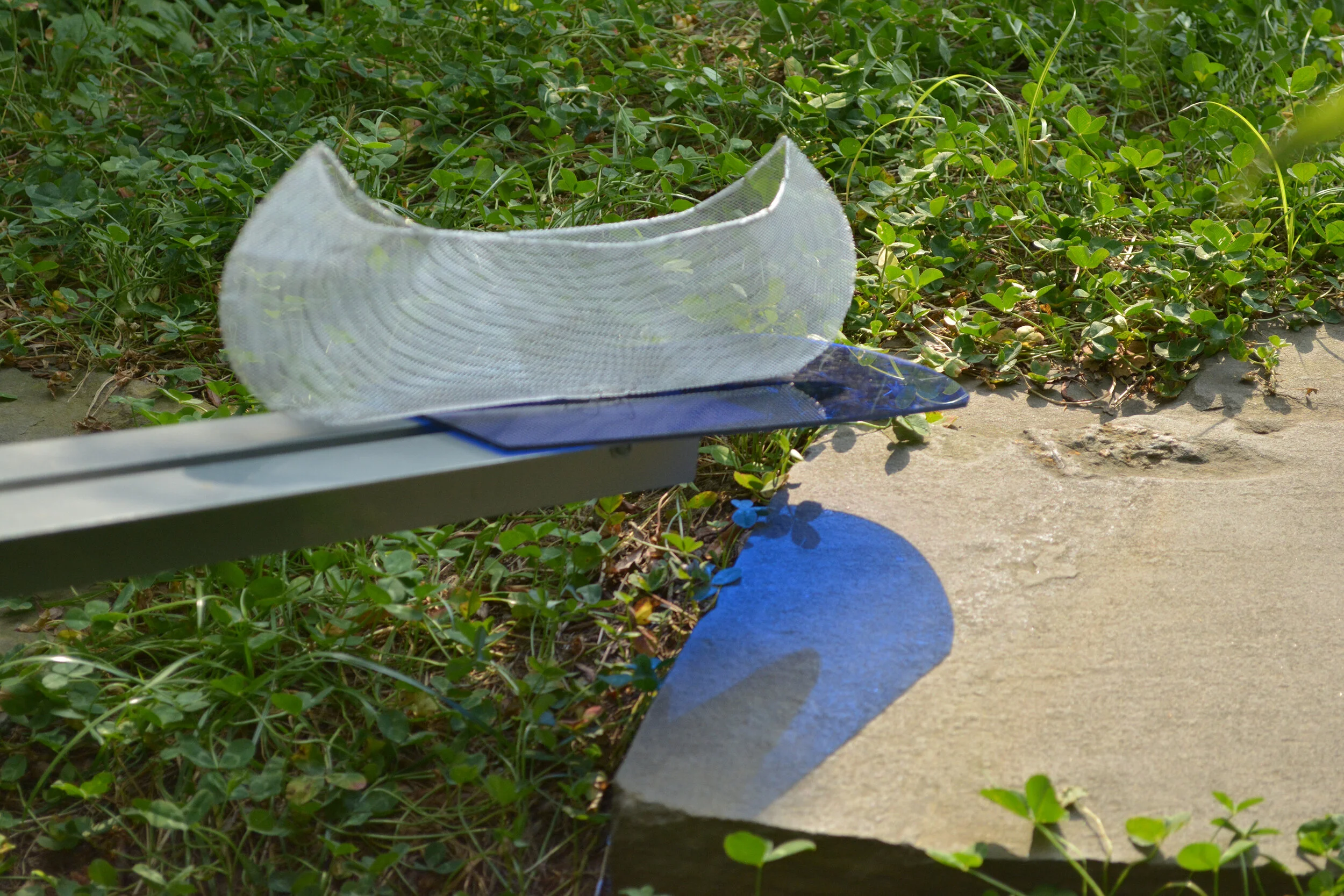 SEAsaw, Canoe (detail), 2021, mesh, metal, plexiglass.