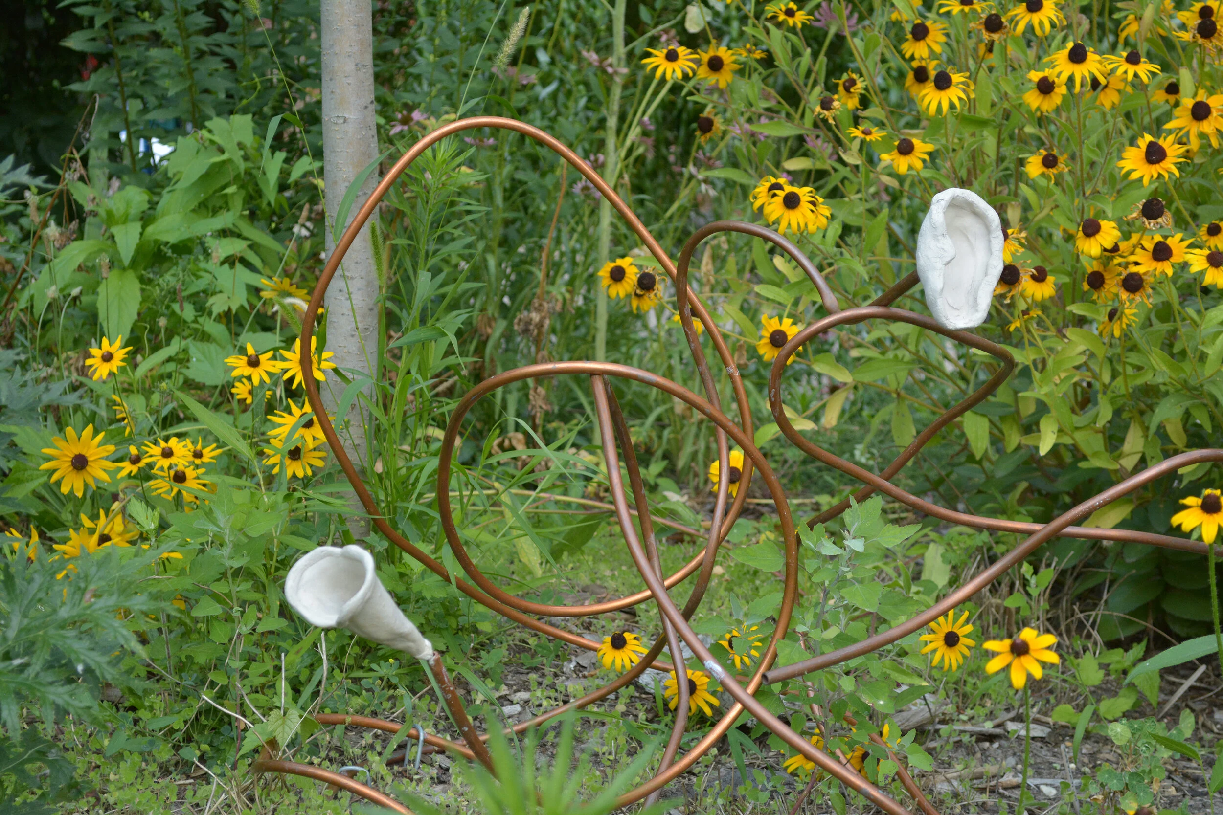 Transmission Waves A, 2021, clay, copper.