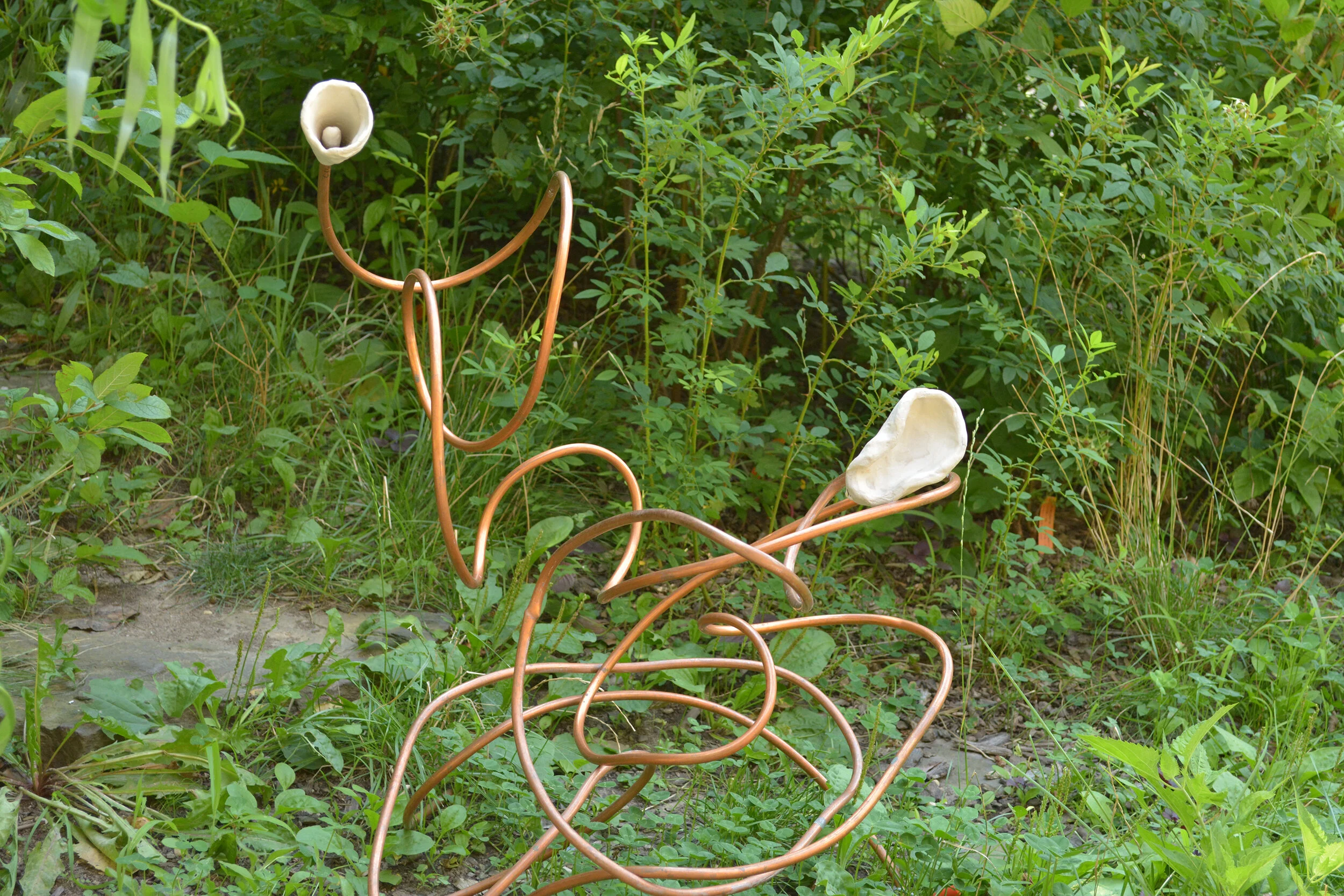 Transmission Waves B, 2021, clay, copper.
