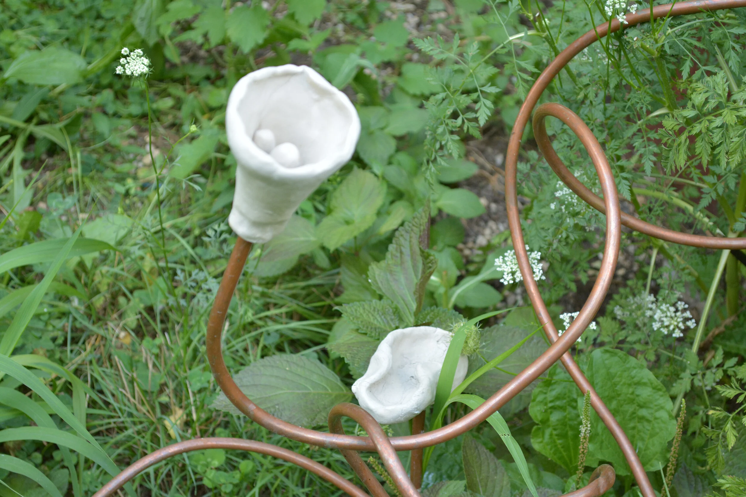 Transmission Waves C, 2021, clay, copper.