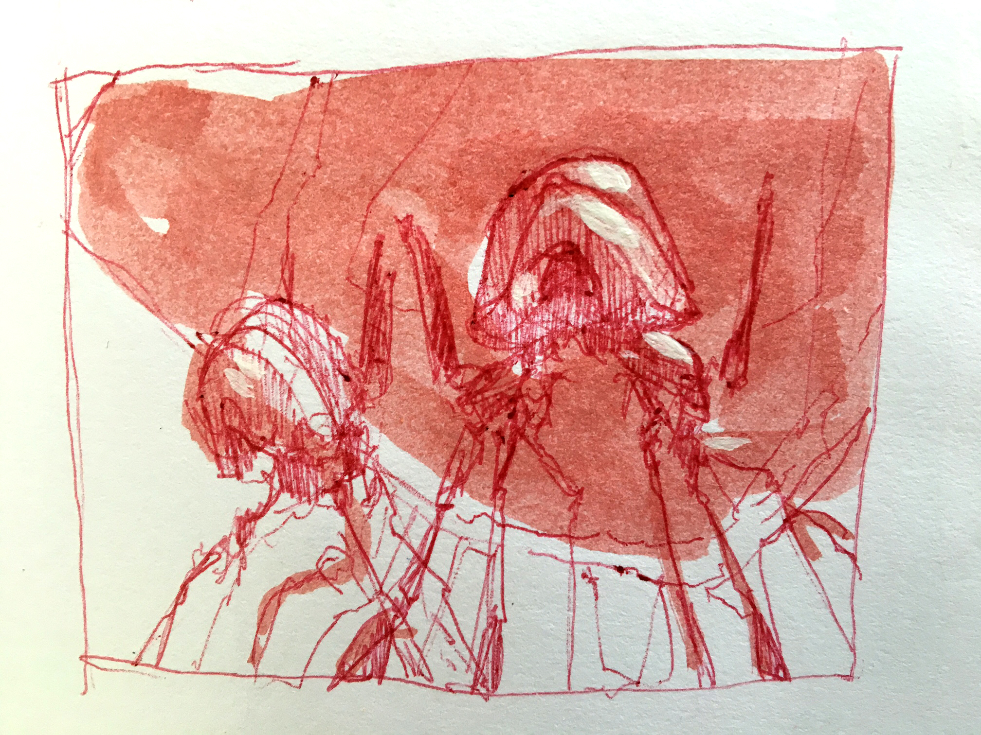illegal aliens - ballpoint pen and watercolor