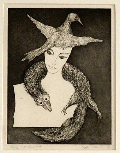 Lady With Bird Hat (Original) 12 X 9