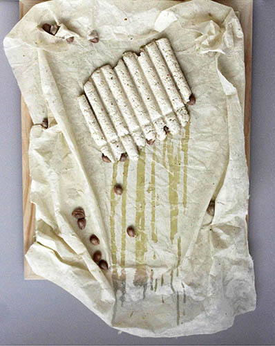 Paper Harp with Bits of Plum 22 X 18