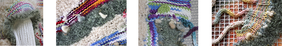 Details, details...a closer look at the intricate stitches in this series.