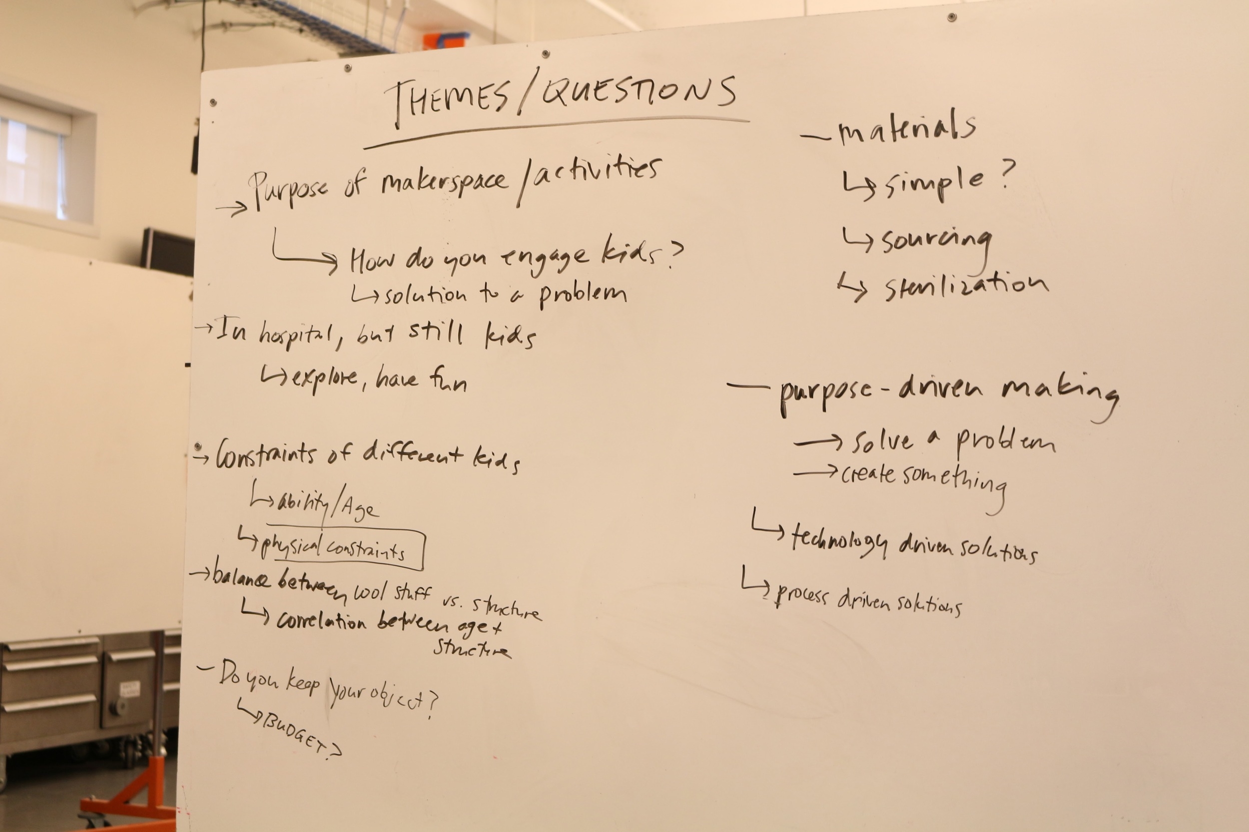 Themes and questions generated after our visit to the hospital and meeting with patients.