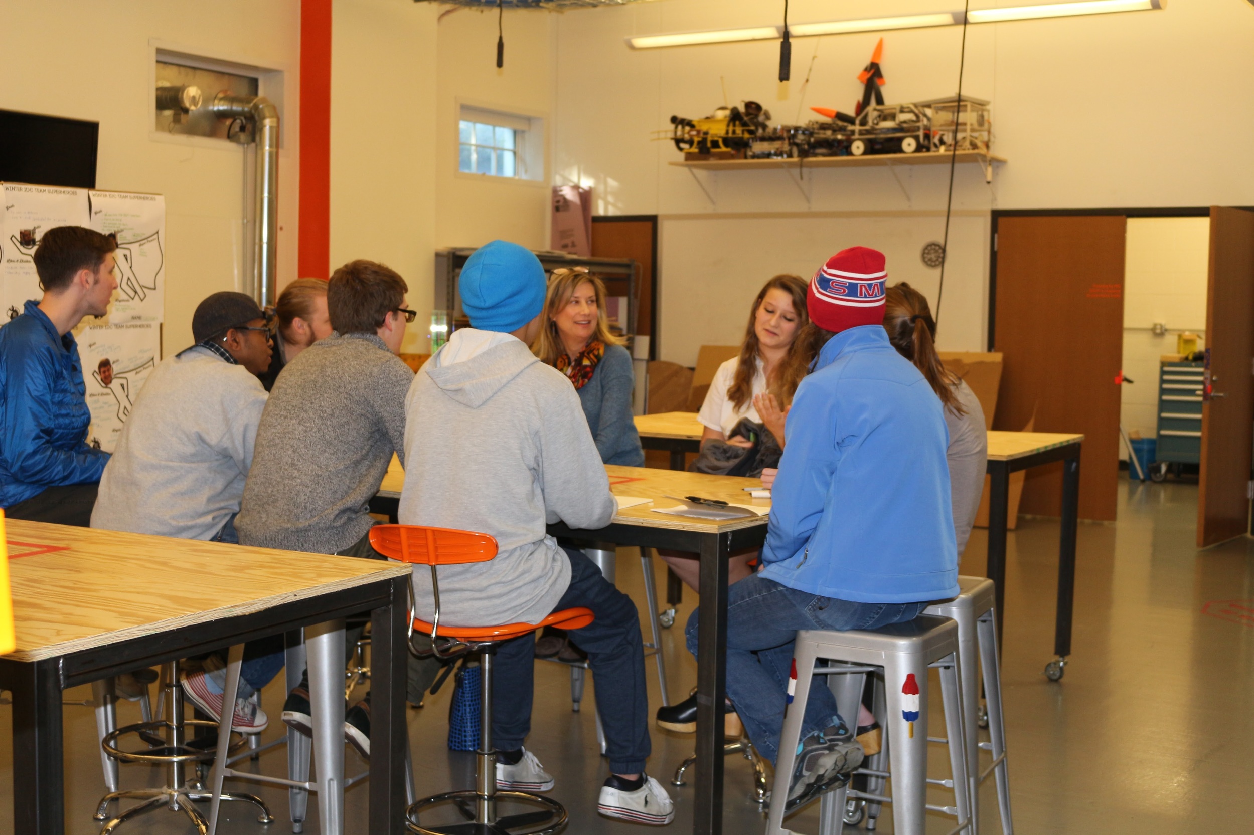 Speaking with Madeline, one of the patients we interviewed during our design research.