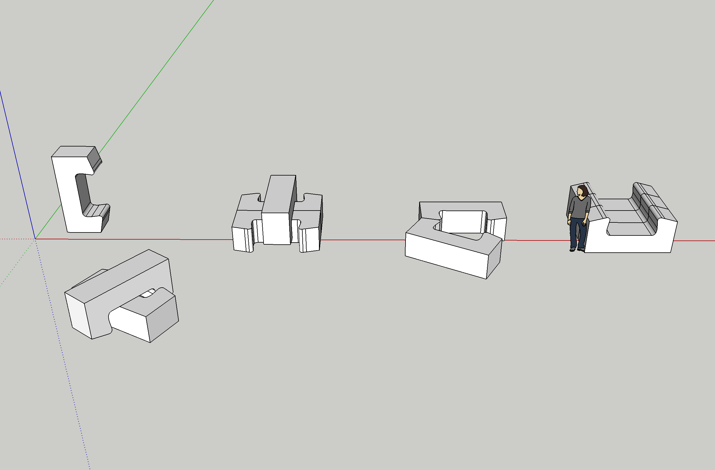 Basic CAD models showing possible layouts of multiple ModPods.