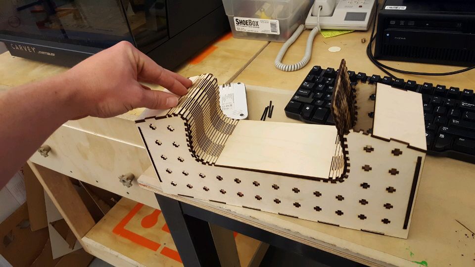 First go at a scale-size living hinge. It didn't fit quite perfectly.