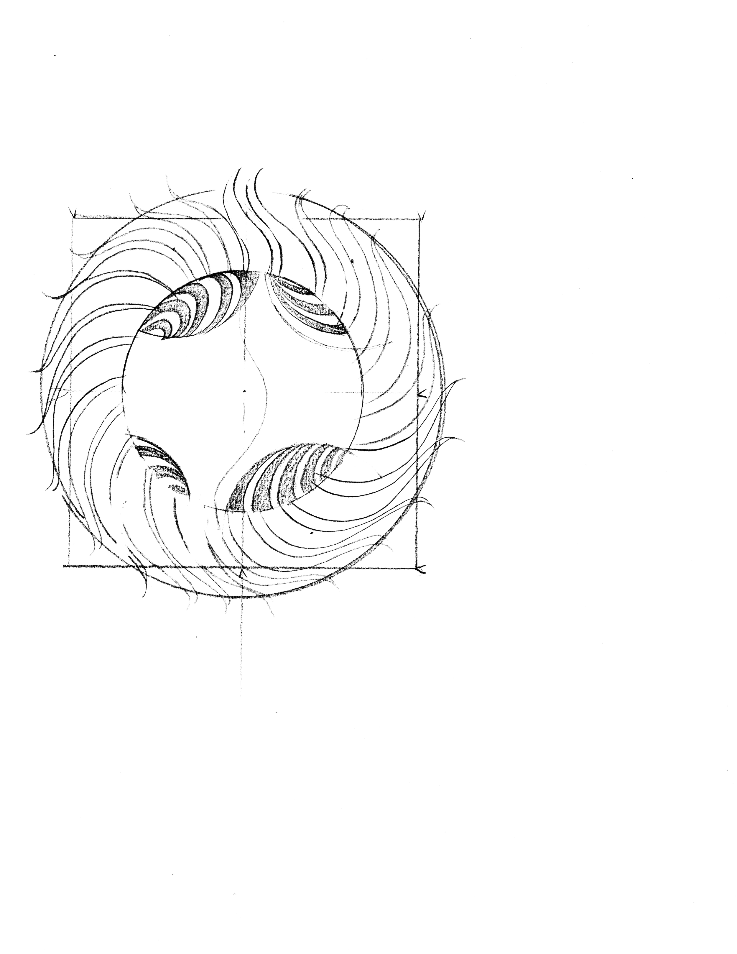 Sun Sketch 1. Graphite on paper, 5 x 5 inches, 2024.