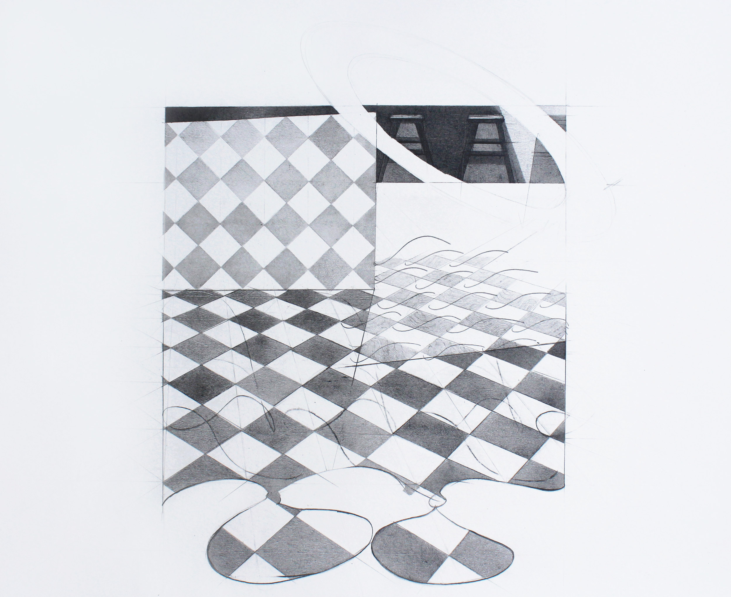 Black Cat. Graphite on paper, 14 x 17 inches, 2020.