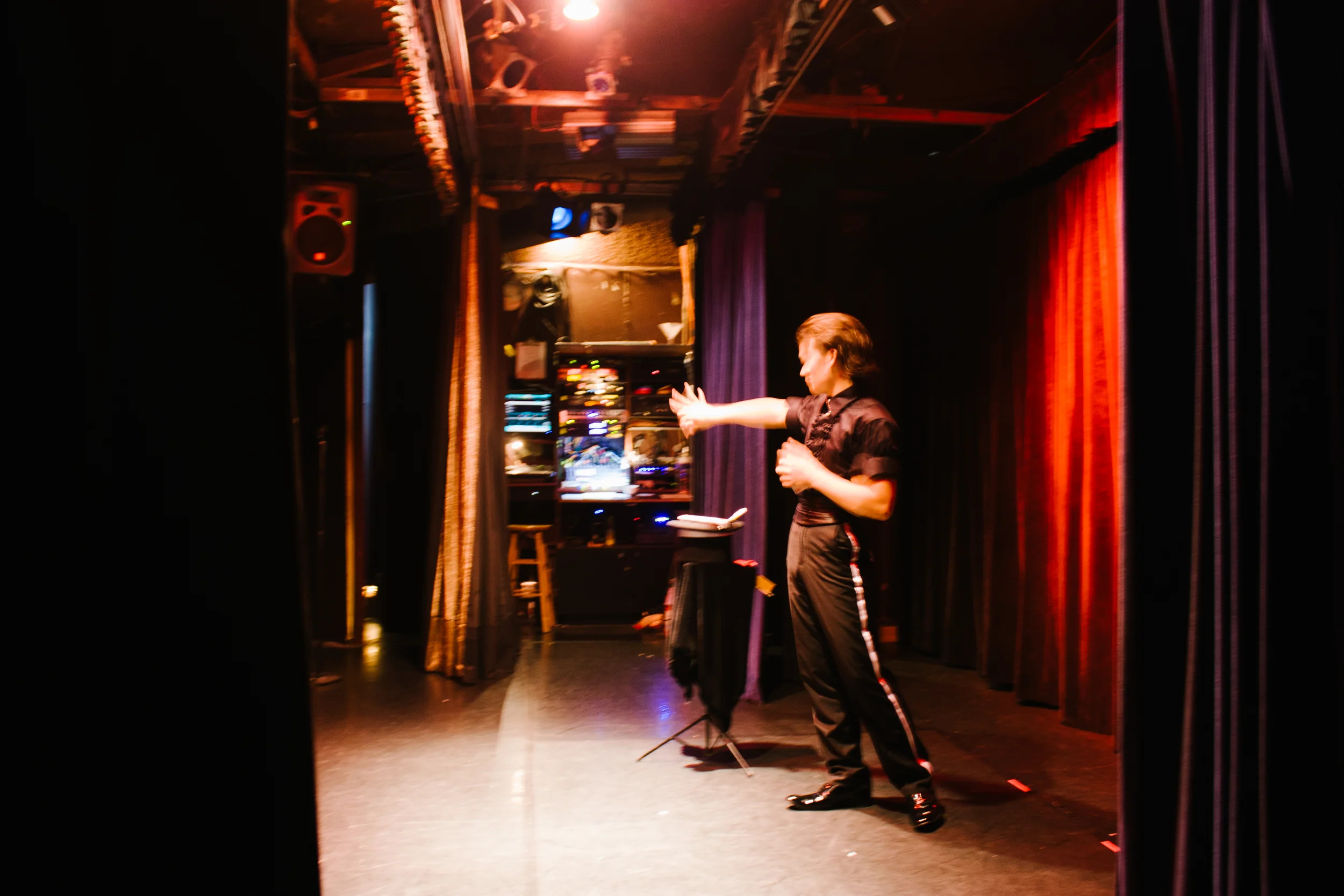 Hyuma Miyahara backstage at the Magic Castle. Photo by Barak Wright.