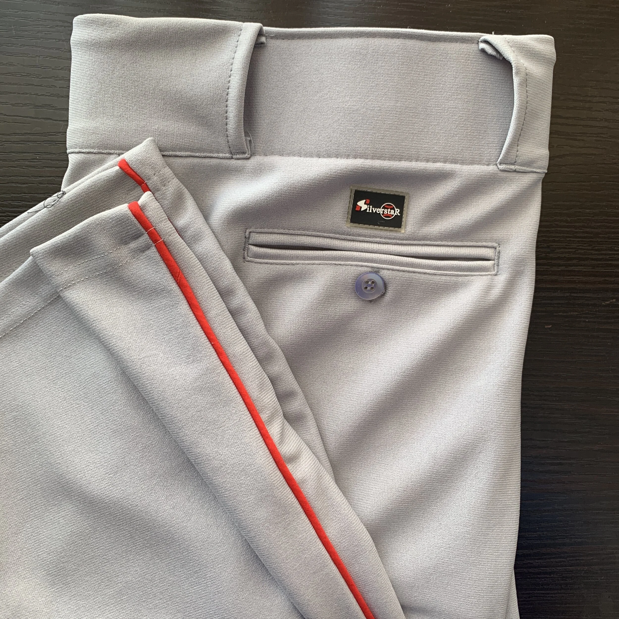 Grey Baseball Pants (Red piping 