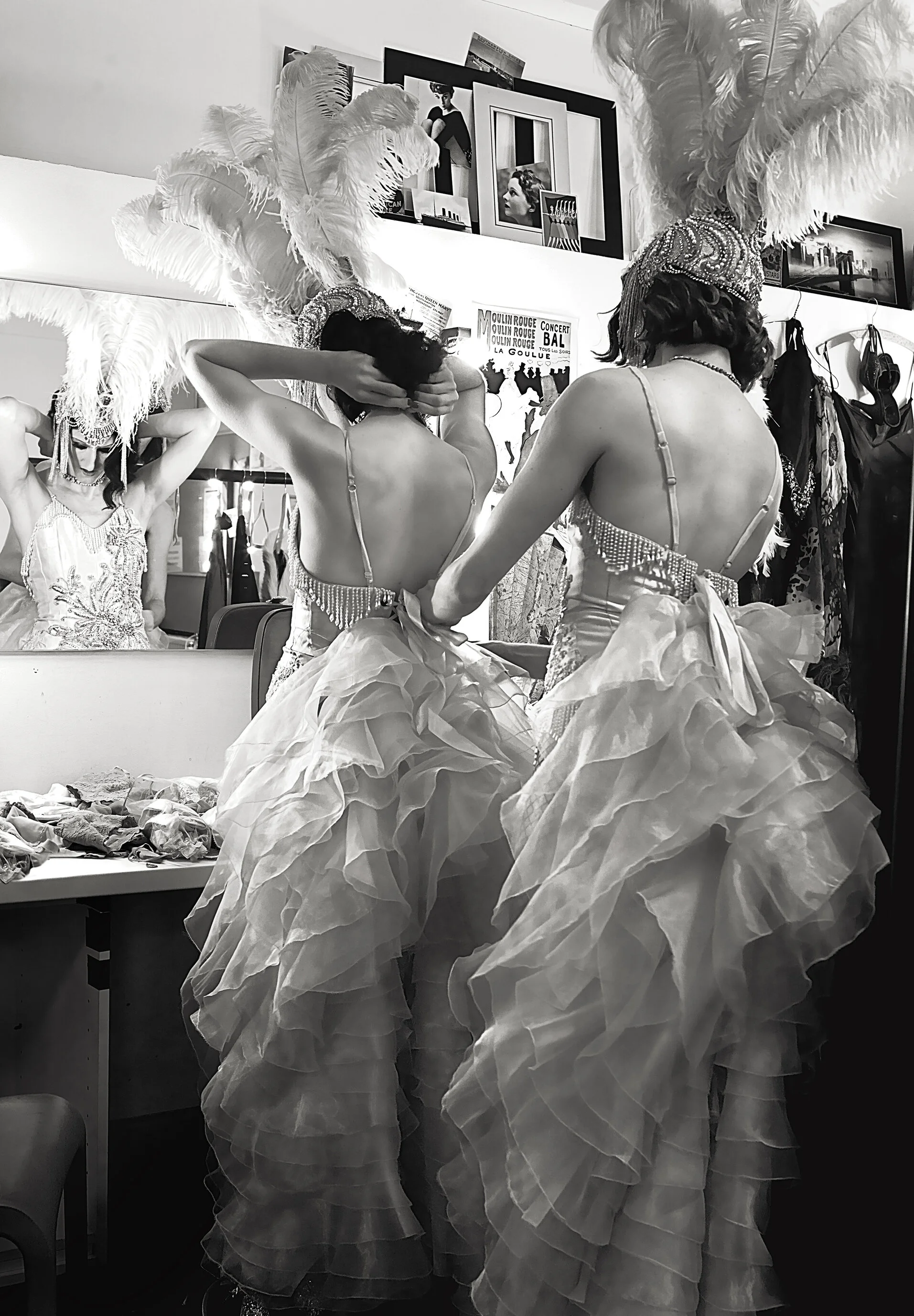 Janet fixing Ami's dress