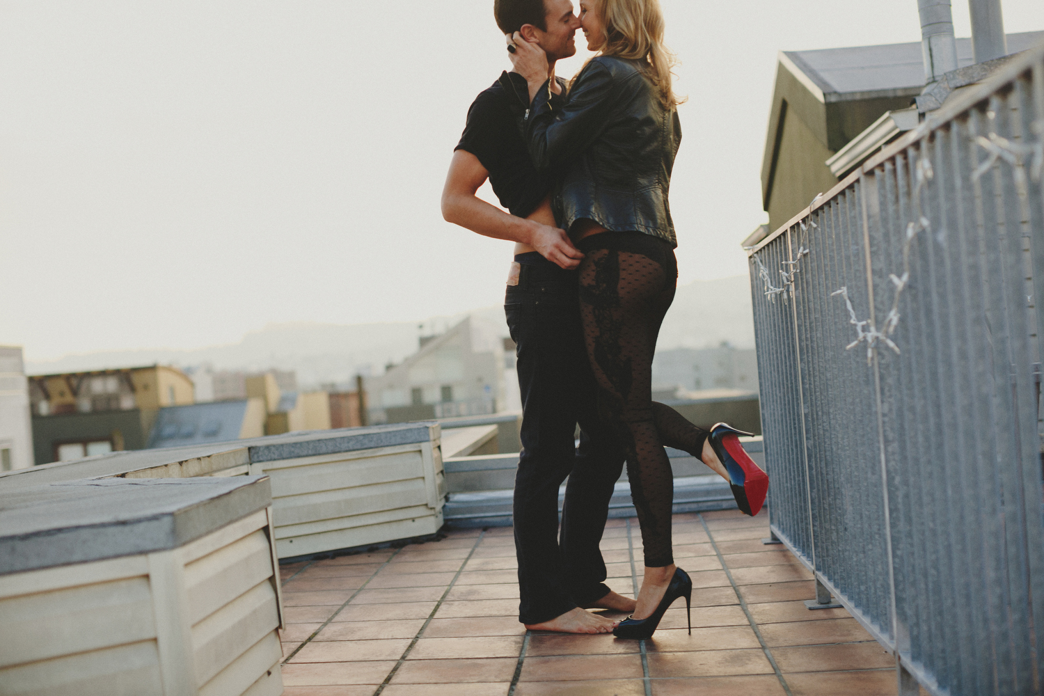 Jennifer Skog photographs sf city engagment boudoir shoot on rooftop