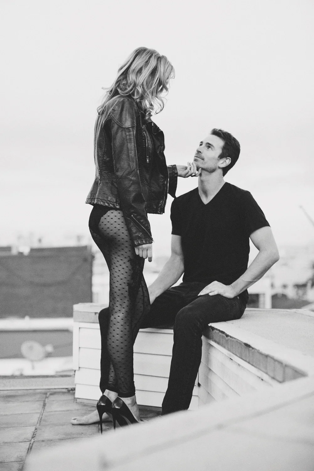 Jennifer Skog photographs sf city engagment boudoir shoot on rooftop