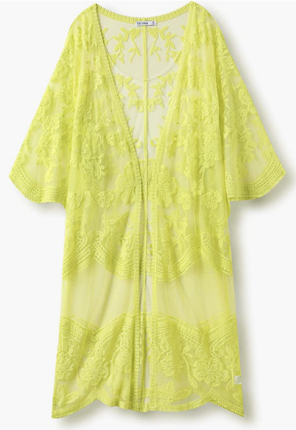 Neon Yellow Lace Beach Cover up