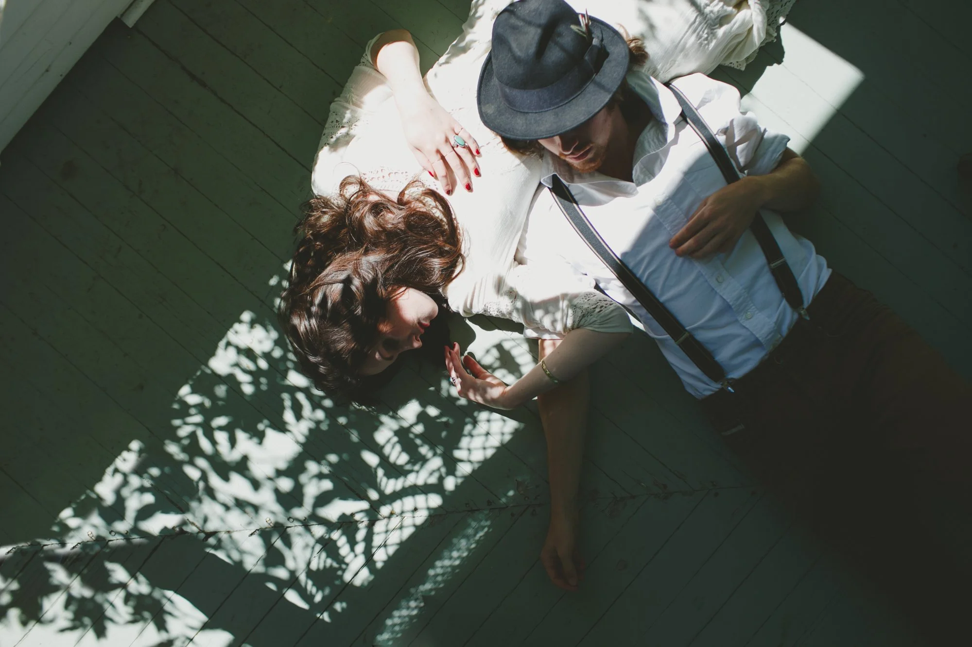  Music & Fashion Photographer Jennifer Skog photographs folk rock duo Ghost & Gale at singer/songwriter Brodie Jenkins California family property.  Hair & Makeup by Lindsay Skog. 