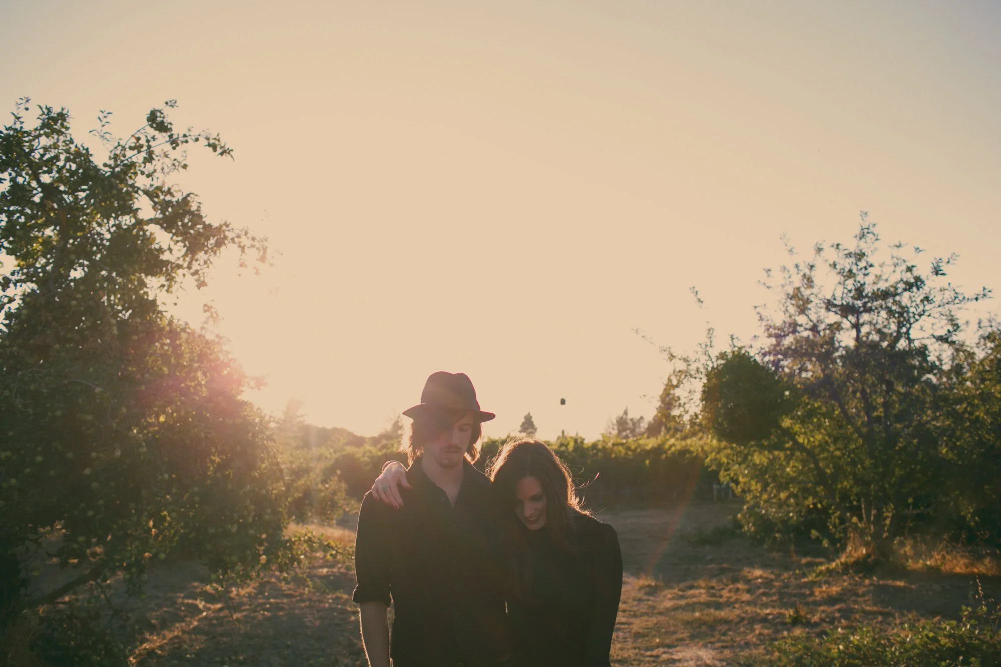  Music & Fashion Photographer Jennifer Skog photographs folk rock duo Ghost & Gale at singer/songwriter Brodie Jenkins California family property.  Hair & Makeup by Lindsay Skog. 