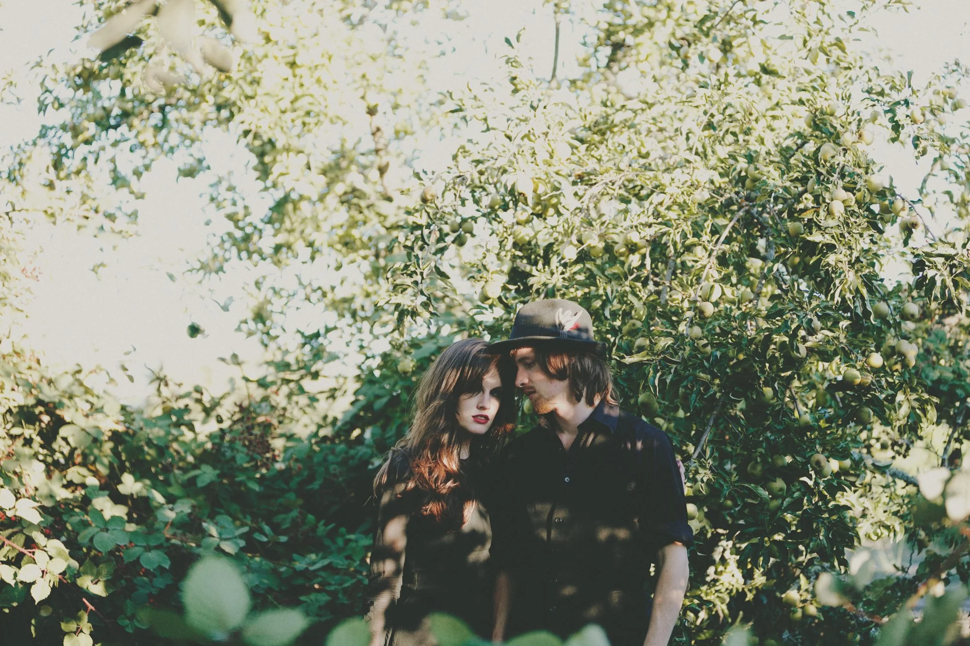  Music & Fashion Photographer Jennifer Skog photographs folk rock duo Ghost & Gale at singer/songwriter Brodie Jenkins California family property.  Hair & Makeup by Lindsay Skog. 