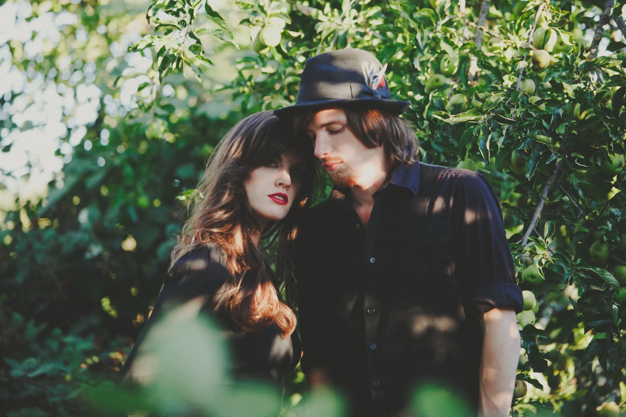  Music & Fashion Photographer Jennifer Skog photographs folk rock duo Ghost & Gale at singer/songwriter Brodie Jenkins California family property.  Hair & Makeup by Lindsay Skog. 