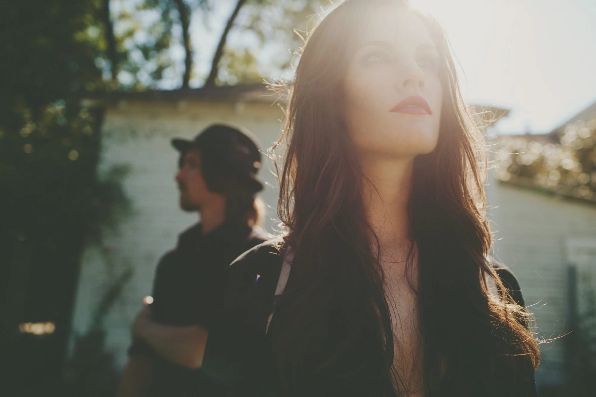  Music & Fashion Photographer Jennifer Skog photographs folk rock duo Ghost & Gale at singer/songwriter Brodie Jenkins California family property.  Hair & Makeup by Lindsay Skog. 