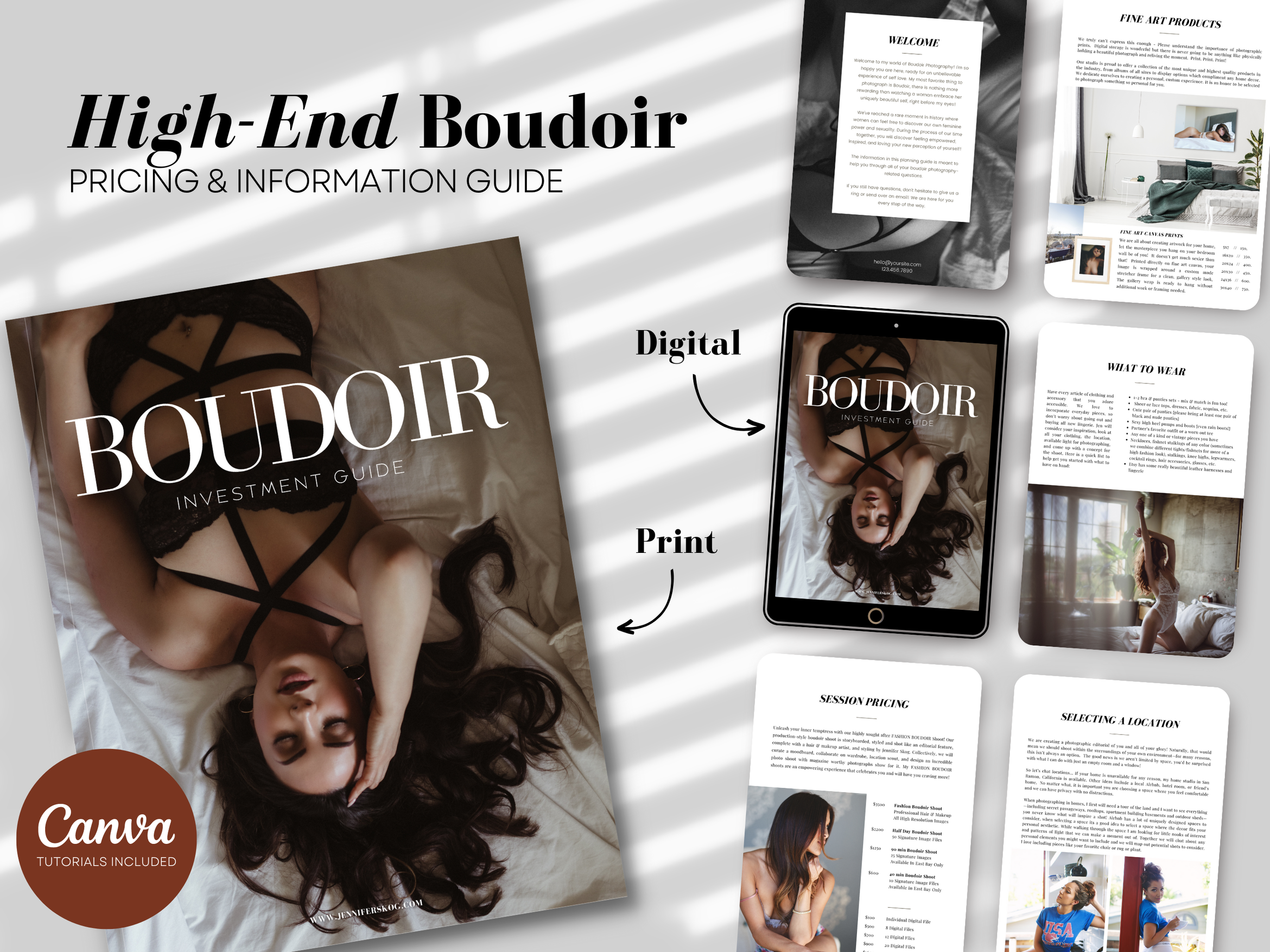 Boudoir Client Pricing Guide Canva Template, High-end Photography Business Marketing Printable Magazine, Intimate Portrait Price List