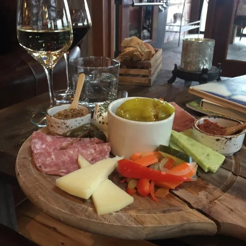 Charcuterie at Laurentia paired with the Gewurztraminer and Pinot Noir