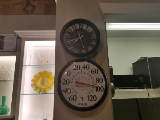 65 degrees outside, almost 100 inside with the garage doors open