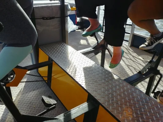 Pedaling along the river