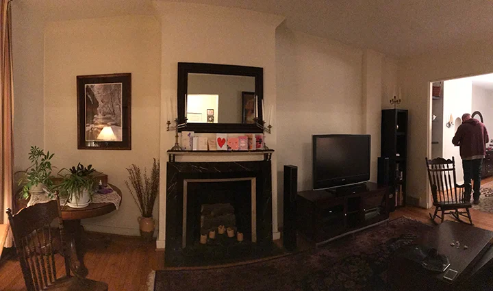Fireplace wall before