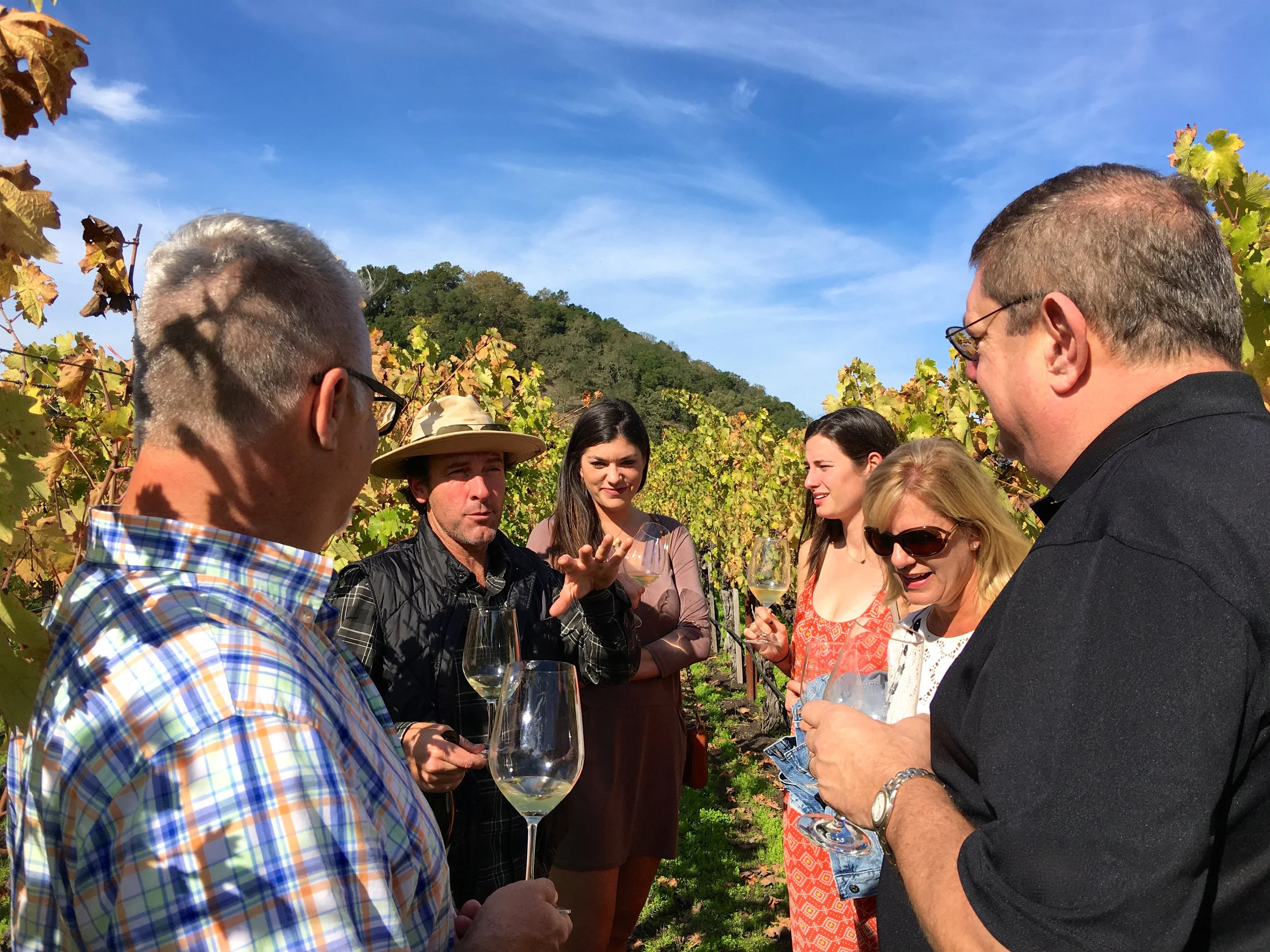 Ted Osborne, winemaker and owner of Olabisi wines, giving an in-vineyard tour ( Photo: Mike Casey, The 29 Napa )