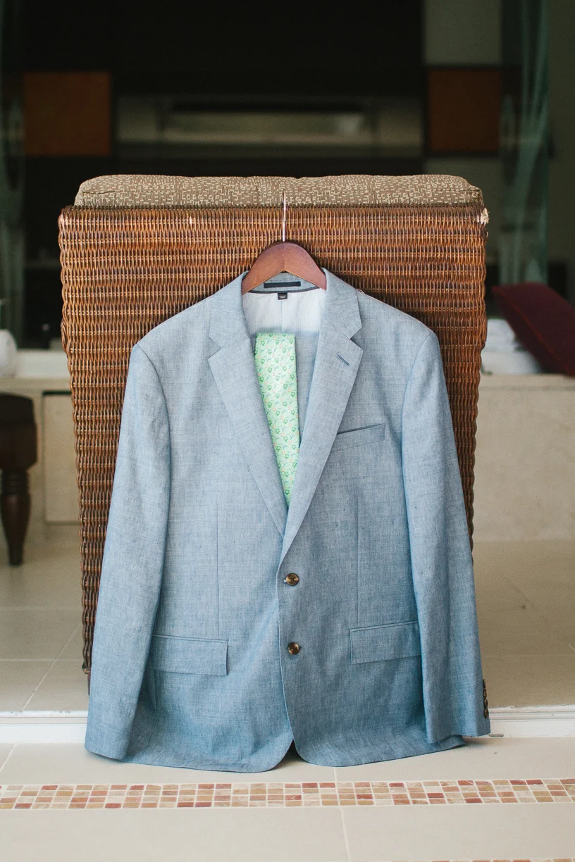 Punta Cana destination wedding, groom's suit and tie