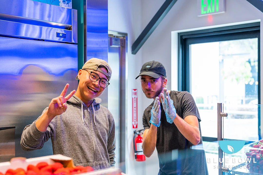 Blue Bowler Abe and manager Jake pause & pose for a quick photo!