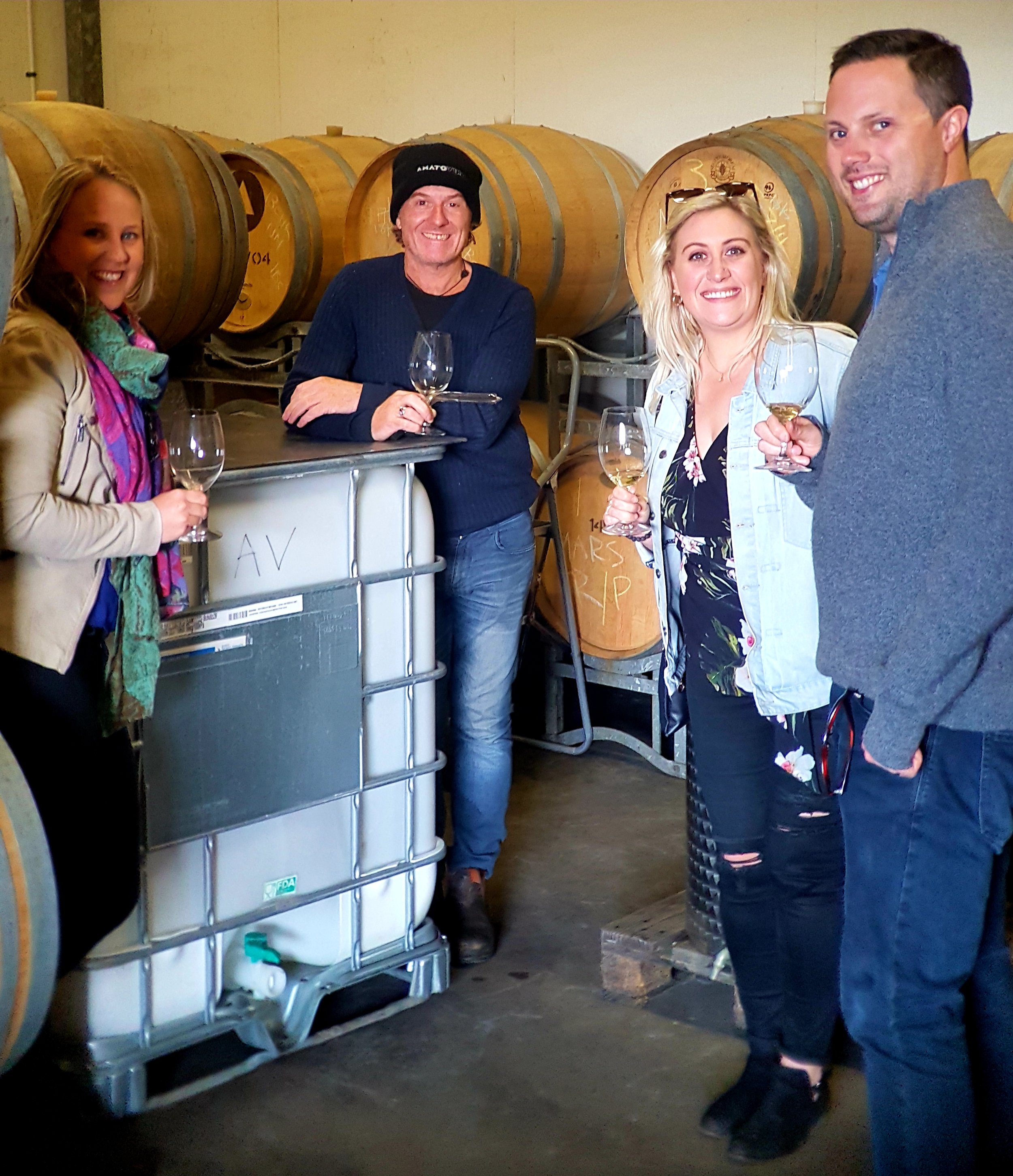  Wine thieving out of barrel with owner/winemaker Brad Wehr of  AMATO VINO  wines! 