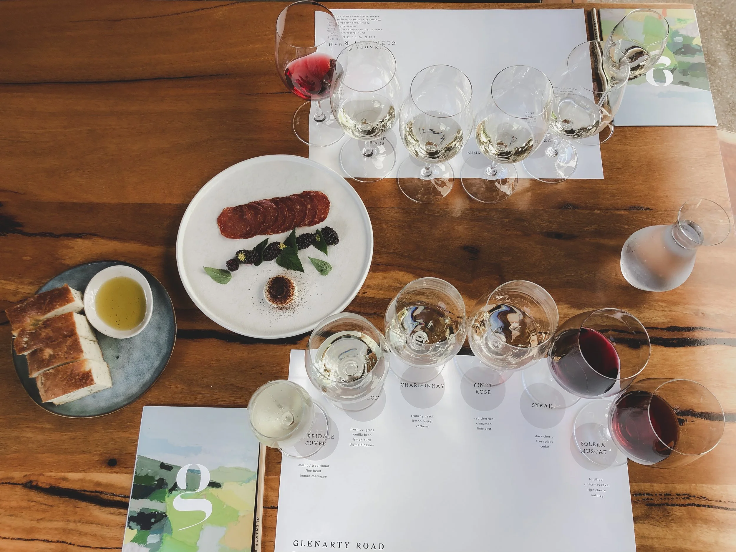  The ‘Glenarty Road’ ‘Wild Wine &amp; Farm Food’ experience offers an in-depth flight style tasting of 6 wines, curated to match the season and your personal drinking preferences with a spread of freshly baked bread, house-made cheese, farm snacks an