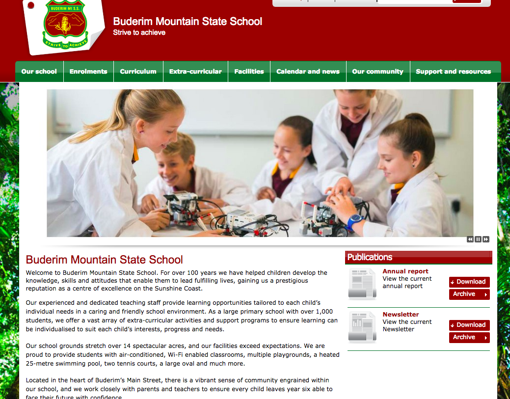 Buderim Mountain State School website copy