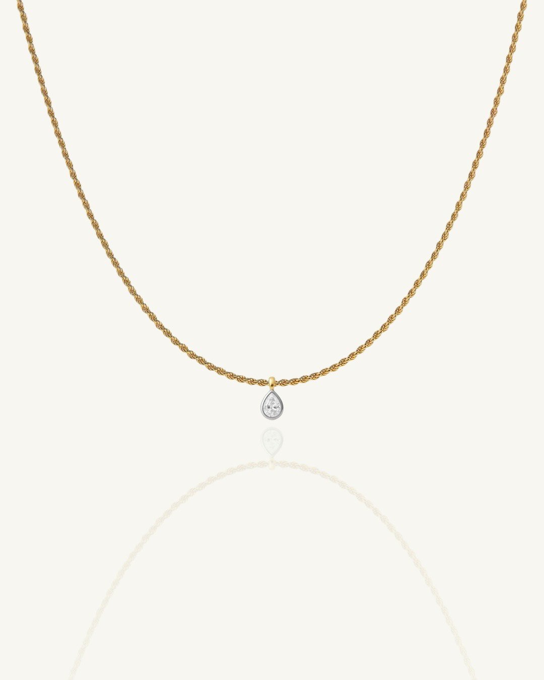 Varick Two-Tone Pear-Cut Bezel Pendant 1ct